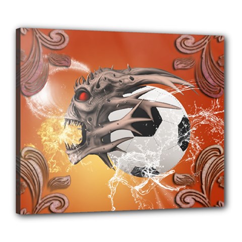 Soccer With Skull And Fire And Water Splash Canvas 24  X 20  by FantasyWorld7