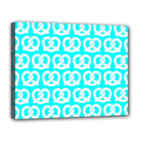 Aqua Pretzel Illustrations Pattern Canvas 14  X 11  by GardenOfOphir