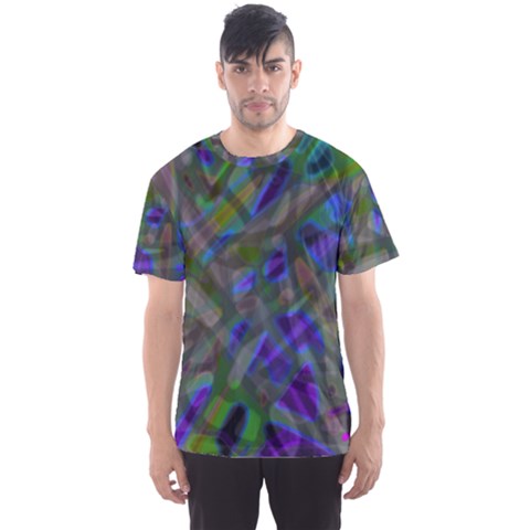 Colorful Abstract Stained Glass G301 Men s Sport Mesh Tees by MedusArt