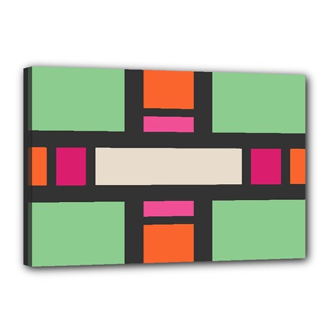 Rectangles Cross Canvas 18  X 12  (stretched) by LalyLauraFLM