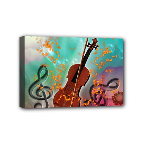 Violin With Violin Bow And Key Notes Mini Canvas 6  X 4  by FantasyWorld7
