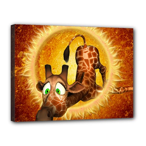 I m Waiting For You, Cute Giraffe Canvas 16  X 12  by FantasyWorld7