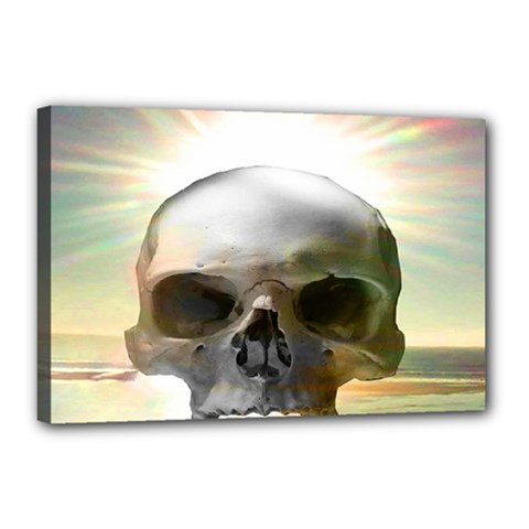 Skull Sunset Canvas 18  X 12  by icarusismartdesigns