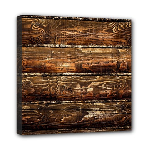 Dark Stained Wood Wall Mini Canvas 8  X 8  by trendistuff