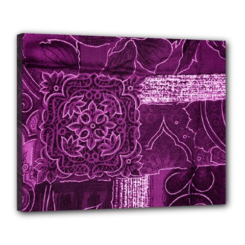 Magenta Patchwork Canvas 20  X 16  by trendistuff