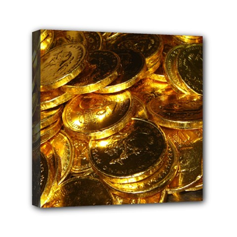 Gold Coins 1 Mini Canvas 6  X 6  by trendistuff