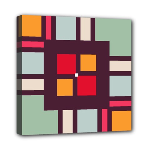Squares And Stripes  Mini Canvas 8  X 8  (stretched) by LalyLauraFLM