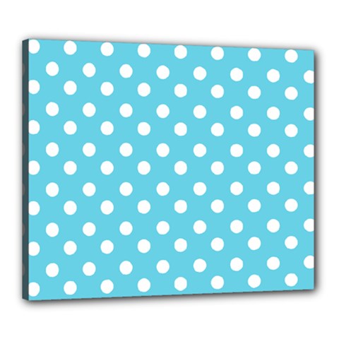 Sky Blue Polka Dots Canvas 24  X 20  by GardenOfOphir