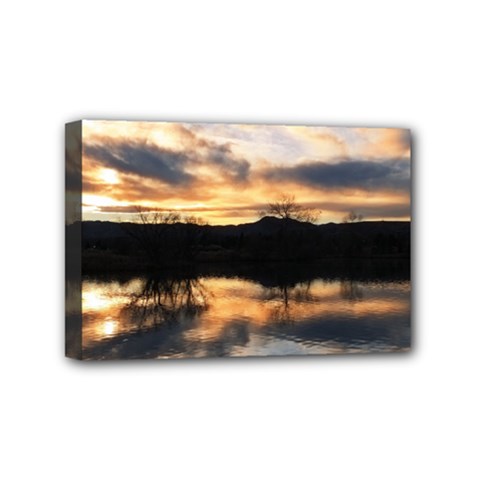 Sun Reflected On Lake Mini Canvas 6  X 4  by trendistuff