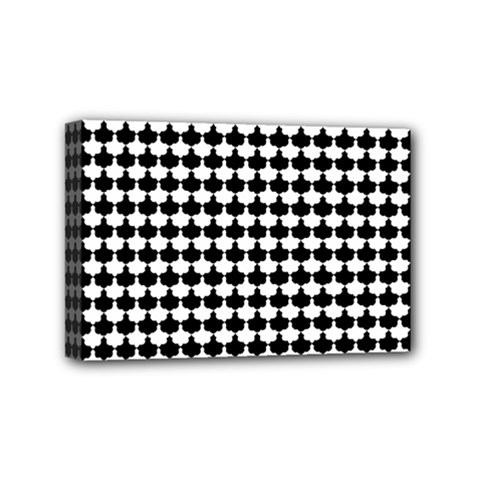 Black And White Scallop Repeat Pattern Mini Canvas 6  X 4  by PaperandFrill