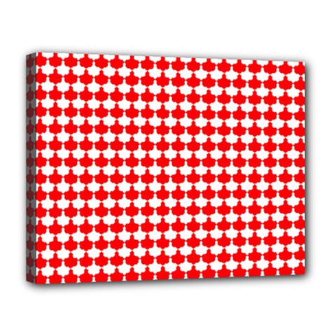 Red And White Scallop Repeat Pattern Canvas 14  X 11  by PaperandFrill