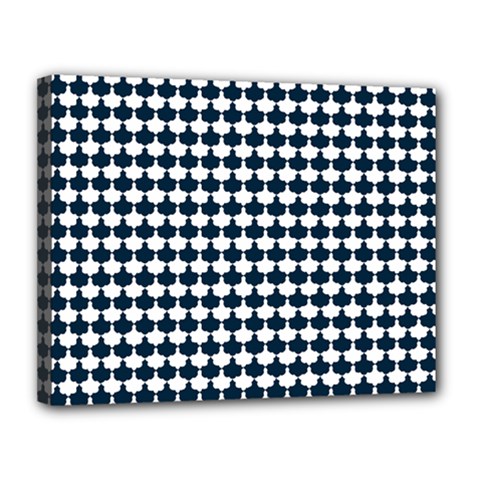 Navy And White Scallop Repeat Pattern Canvas 14  X 11  by PaperandFrill