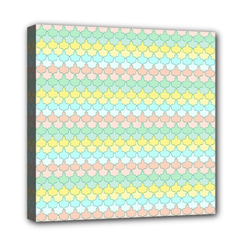 Scallop Repeat Pattern In Miami Pastel Aqua, Pink, Mint And Lemon Mini Canvas 8  X 8  by PaperandFrill