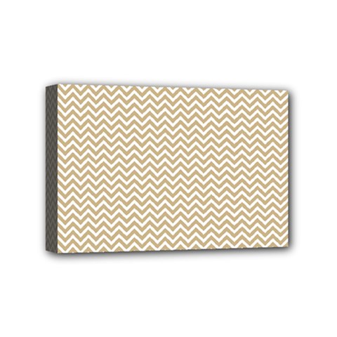Gold And White Chevron Wavy Zigzag Stripes Mini Canvas 6  X 4  by PaperandFrill