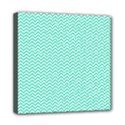 Tiffany Aqua and White Chevron Wavy ZigZag Stripes Mini Canvas 8  x 8  View1