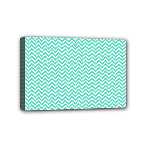 Tiffany Aqua And White Chevron Wavy Zigzag Stripes Mini Canvas 6  X 4  by PaperandFrill