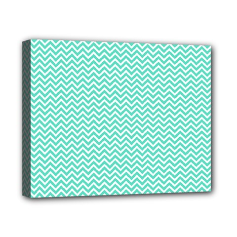 Tiffany Aqua And White Chevron Wavy Zigzag Stripes Canvas 10  X 8  by PaperandFrill