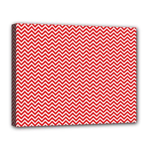 Red And White Chevron Wavy Zigzag Stripes Canvas 14  X 11  by PaperandFrill