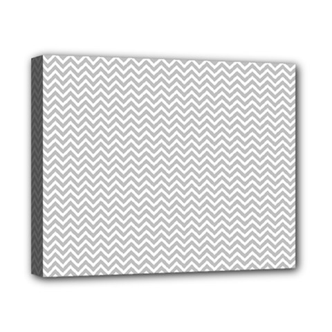 Silver And White Chevrons Wavy Zigzag Stripes Canvas 10  X 8  by PaperandFrill