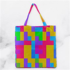 Colorful Tetris Shapes Grocery Tote Bag by LalyLauraFLM