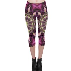 Purple Flower Capri Leggings  by Zandiepants