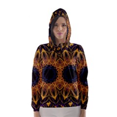 Yellow Purple Lotus Mandala Hooded Wind Breaker (women) by Zandiepants