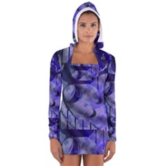 Blue Theater Drama Comedy Masks Women s Long Sleeve Hooded T-shirt by BrightVibesDesign
