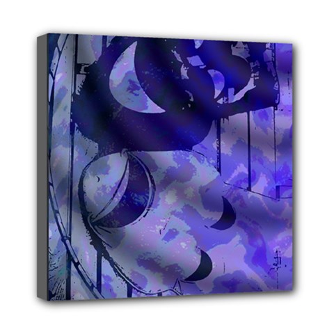 Blue Theater Drama Comedy Masks Mini Canvas 8  X 8  by BrightVibesDesign