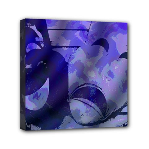 Blue Comedy Drama Theater Masks Mini Canvas 6  X 6  by BrightVibesDesign