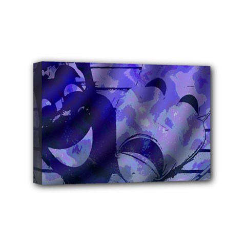 Blue Comedy Drama Theater Masks Mini Canvas 6  X 4  by BrightVibesDesign