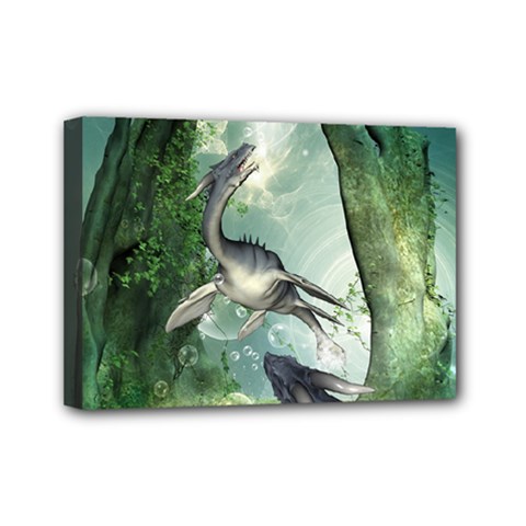 Awesome Seadraon In A Fantasy World With Bubbles Mini Canvas 7  X 5  by FantasyWorld7