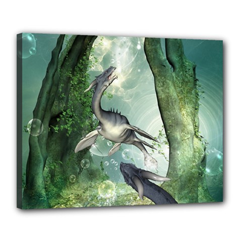 Awesome Seadraon In A Fantasy World With Bubbles Canvas 20  X 16  by FantasyWorld7