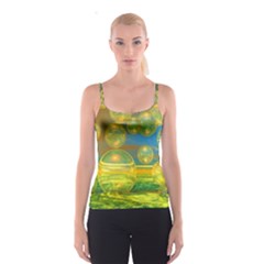 Golden Days, Abstract Yellow Azure Tranquility Spaghetti Strap Top by DianeClancy