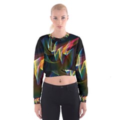 Northern Lights, Abstract Rainbow Aurora Women s Cropped Sweatshirt by DianeClancy
