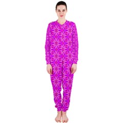 Pink Snowflakes Spinning In Winter Onepiece Jumpsuit (ladies)  by DianeClancy
