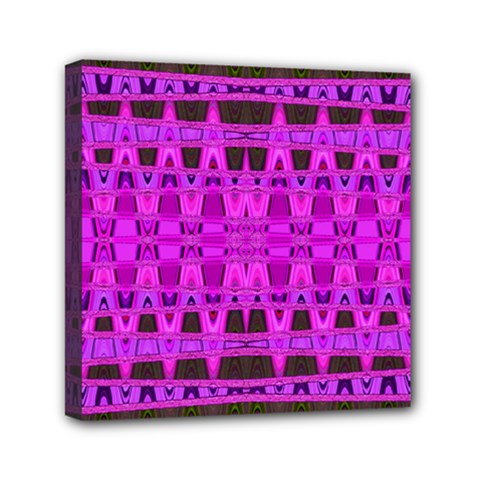 Bright Pink Black Geometric Pattern Mini Canvas 6  X 6  by BrightVibesDesign