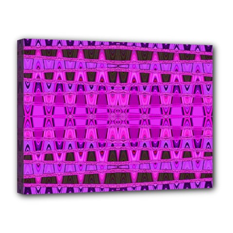 Bright Pink Black Geometric Pattern Canvas 16  X 12  by BrightVibesDesign