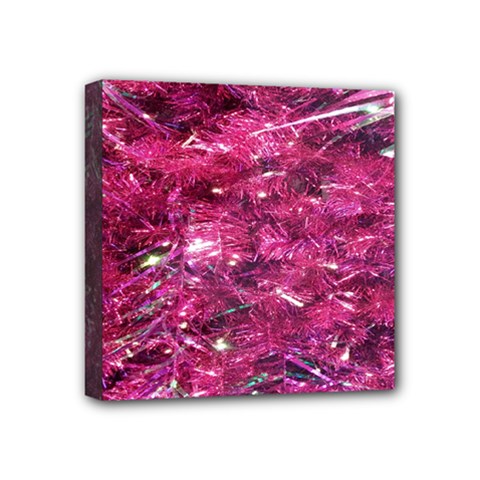 Festive Hot Pink Glitter Merry Christmas Tree  Mini Canvas 4  X 4  by yoursparklingshop