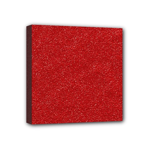 Festive Red Glitter Texture Mini Canvas 4  X 4  by yoursparklingshop