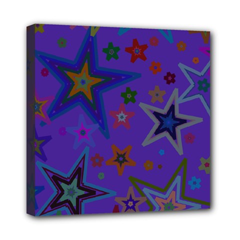 Purple Christmas Party Stars Mini Canvas 8  X 8  by yoursparklingshop