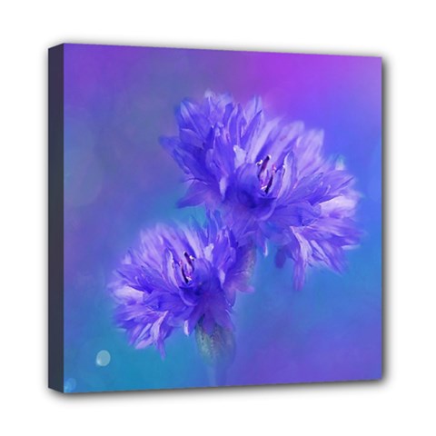 Flowers Cornflower Floral Chic Stylish Purple  Mini Canvas 8  X 8  by yoursparklingshop