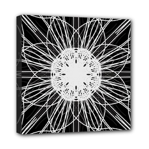 Black And White Flower Mandala Art Kaleidoscope Mini Canvas 8  X 8  by yoursparklingshop