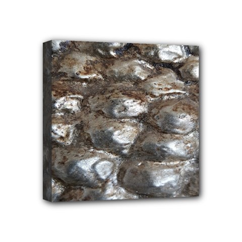 Festive Silver Metallic Abstract Art Mini Canvas 4  X 4  by yoursparklingshop