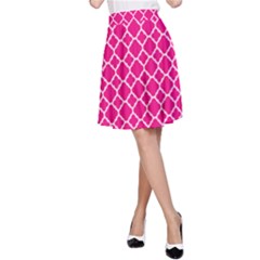 Hot Pink Quatrefoil Pattern A-line Skirt by Zandiepants