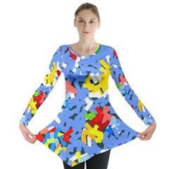 Rectangles Mix                          Long Sleeve Tunic by LalyLauraFLM