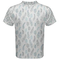 Whimsical Feather Pattern, Dusk Blue Men s Cotton Tee by Zandiepants