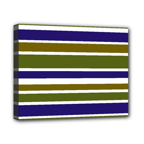 Olive Green Blue Stripes Pattern Canvas 10  X 8  by BrightVibesDesign