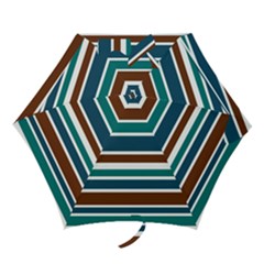 Teal Brown Stripes Mini Folding Umbrellas by BrightVibesDesign