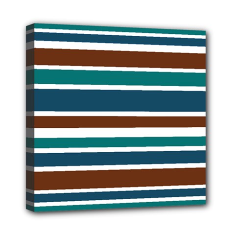 Teal Brown Stripes Mini Canvas 8  X 8  by BrightVibesDesign