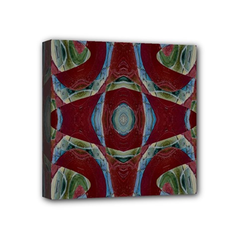 Fancy Maroon Blue Design Mini Canvas 4  X 4  by BrightVibesDesign